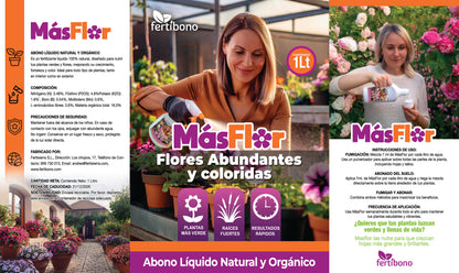 FERTIBONO MásFlor - Fertilizante que Revive tus Plantas Verdes y Flores, Abono Liquido, [100%] Natural y Orgánico, 1L